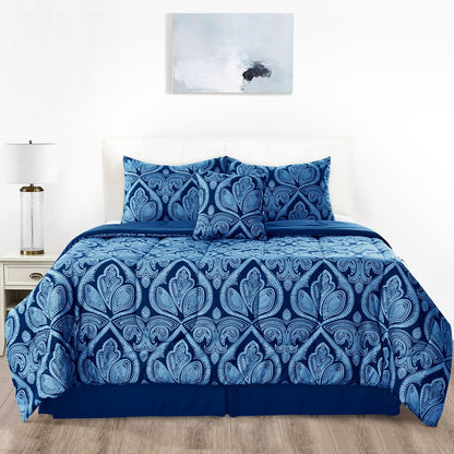 5-Piece Comforter Set – Down Alternative Reversible Quilted Bedding with Bed Skirt & Pillow Shams, Twin Queen King, All Seasons – 13 Colors