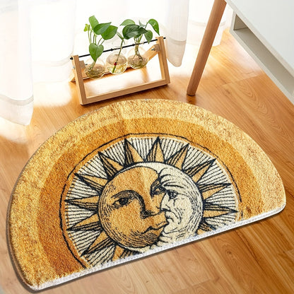 Half Round Welcome Mat 28x20 Inch - Absorbent Non-Slip Door Mat, Machine Washable, Soft Flocked Entrance Rug for Bedroom, Front & Back Door