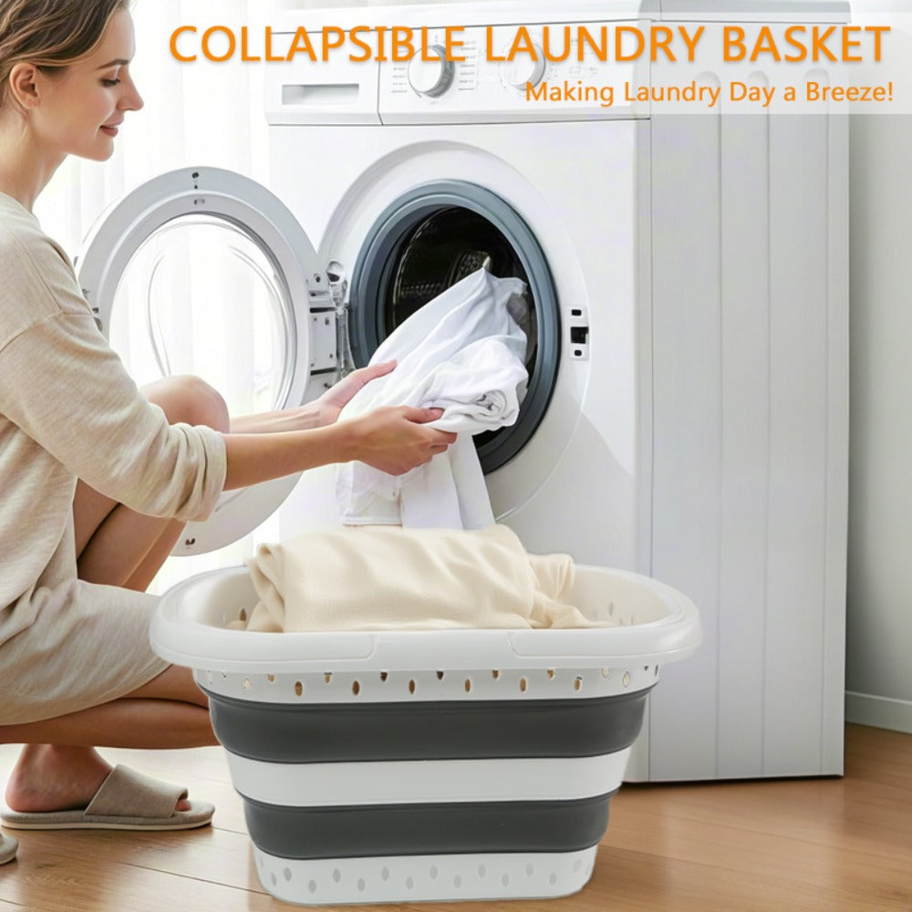 Collapsible Laundry Basket 16 Gallon with Handles – Foldable Plastic Laundry Hamper, Space-Saving Portable Dirty Clothes Basket for Bathroom, Bedroom & Laundry Room