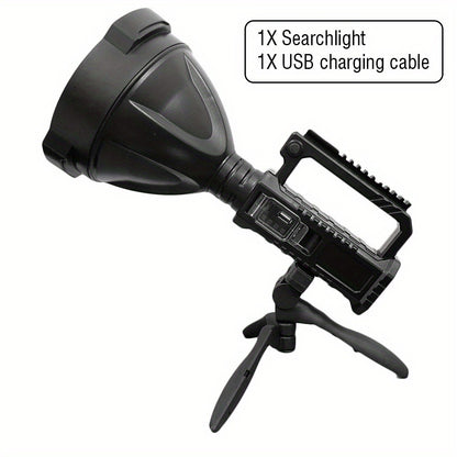 XHP90 High Power LED Flashlight USB Rechargeable Powerful Spotlight Searchlight – 4 Modes, Camping Lantern Torch with Bracket for Fishing Camping Hiking Hunting Outdoor Adventure Patrol