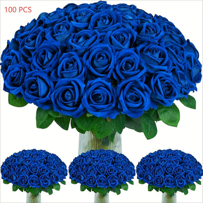 Artificial Roses Bulk with Long Stems – Real Touch Velvet Fake Flowers for Wedding Bouquet, Bridal Centerpiece, Valentine's Day, Mother's Day, Home Decor (50/100pcs, Multi Colors)