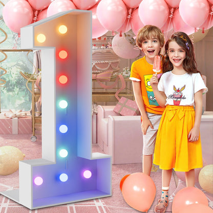 Marquee Number Lights 4 Feet Tall LED Light Up Numbers 0-9 20 for Birthday Party Anniversary Graduation Decoration 11 Colors 3 Flash Modes Foam Board String Lights Included