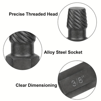 Screw Extractor Set 10pcs, 1/8" to 13/32" Broken Bolt Extractor Kit, Left-Handed Alloy Steel Nut & Stud Remover Tool for Stripped Screws, Bolts, Threaded Pipes & Fittings