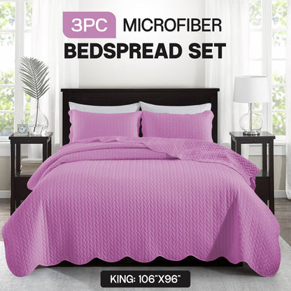 Bedspread Set 3-Piece Microfiber Floral Coverlet with Pillow Shams - Soft Breathable Lightweight All-Season Bed Cover for Queen King Twin California King
