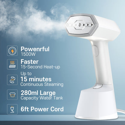 Handheld Garment Steamer for Clothes – Portable Travel Steamer, 15s Fast Heat-Up, 9.47oz Large Water Tank, Wrinkle Remover for Home Office Travel