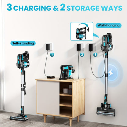 Handheld Vacuum Cleaner Cordless 29KPA Strong Suction for Pet Hair, LED Nozzle Portable Stick Vacuum for Carpet Hard Floor Car Interior Home Auto Multi-Attachment Lightweight Design