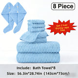 Blue 8-Piece Set - Includes 2 Hair Drying Caps