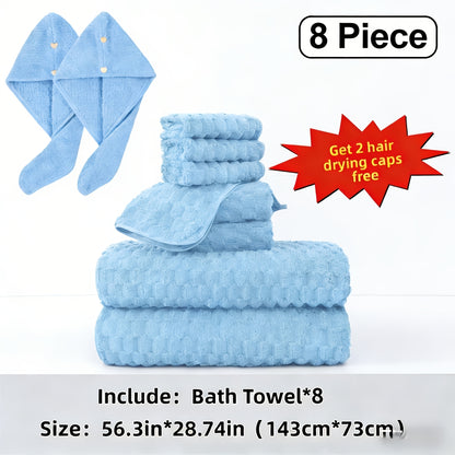 Microfiber Bath Towel Set Ultra-Soft Quick-Dry Skin-Friendly 4-Piece & 8-Piece Sets with Hair Drying Cap Multi-Color Options Luxury Spa Quality for Home Family Gifting