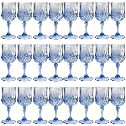 Plastic Wine Glasses 24 Pack – Colorful Shatterproof Goblets for Parties, Weddings & Events – Reusable Vintage-Style Stemmed Cups – Lightweight Bulk Drinkware in Pink, Gold, Blue, Rose Gold & Green