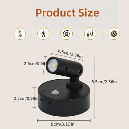 Wireless LED Spotlight Indoor 2 Pack Remote Control 3-Color Adjustable Motion Sensor Magnetic USB Rechargeable Wall Light for Bedroom Corridor Art Display