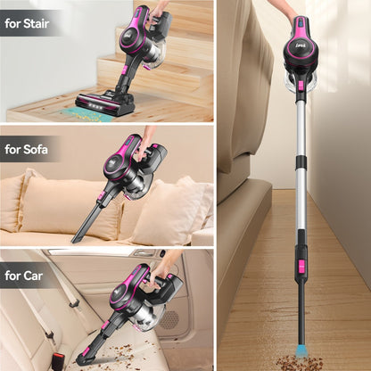 Cordless Vacuum Cleaner 2-in-1 Corded 70KPA Powerful Suction | 6-in-1 Handheld Vacuum with Detachable Battery 45-Min Runtime LED Brush Head 50.5oz Dust Cup | For Hardwood Floor Carpet Pet Hair Home Car