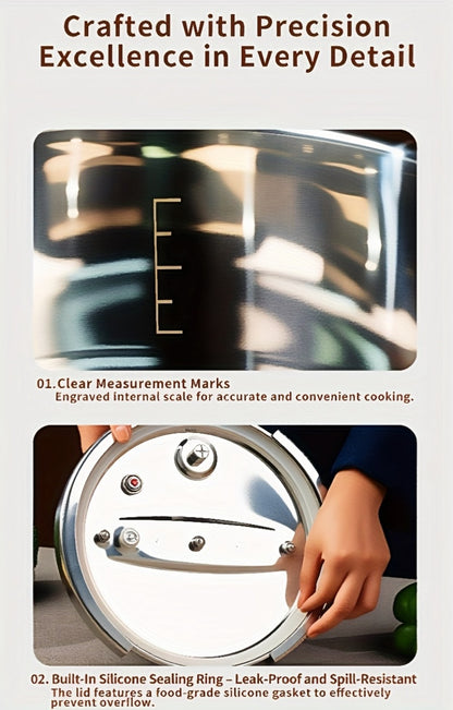 Pressure Cooker Stainless Steel with One-Twist Lock Lid – Heavy-Duty Induction & Gas Compatible Stew Pot in 1.32gal, 1.59gal & 2.11gal, Dishwasher Safe Family Soup Cooker for Daily Cooking