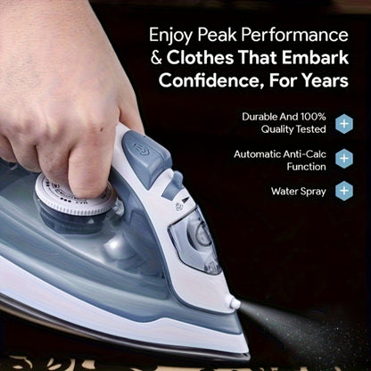 Clothes Steamer Non-Stick Soleplate Adjustable Thermostat Overheat Safety Protection 120V Portable Travel Steam Iron for Garment Wrinkle Removal Home Office Purple Grey