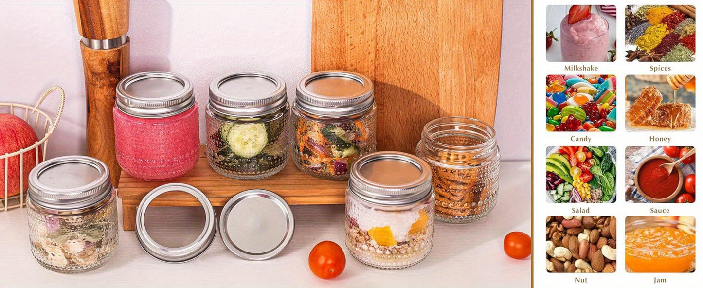 Mason Jars 8oz with Lids 12 Pack – Clear Glass Canning Jars with Silver Metal Lids, BPA-Free Food-Grade, Dishwasher Safe – for Storing, Pickling, Honey, Jam, Candles & DIY Crafts