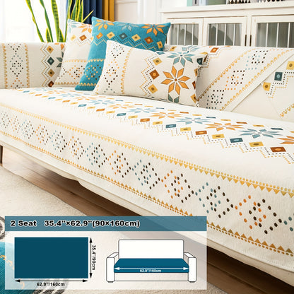 Boho Chenille Sofa Cover Non-Slip Jacquard Woven Couch Slipcover Pet Friendly Machine Washable 2 3 4 Seat Backrest Grey White Orange Bohemian Style
