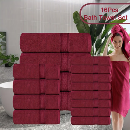 Luxury Soft Towel Set 8 or 16 Piece - Thickened Quick Dry Skin Friendly High Absorbency Bath Towels Hand Towels Washcloths | 13+ Colors | Home Hotel Travel Fitness Spa Gift Set