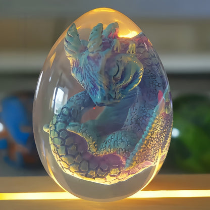 Dragon Egg Statue Transparent Resin Dragon Egg Figurine Dinosaur Souvenir Collectible Craft for Home Decor Desktop Display Birthday Christmas Halloween Gift Red Purple Green Blue
