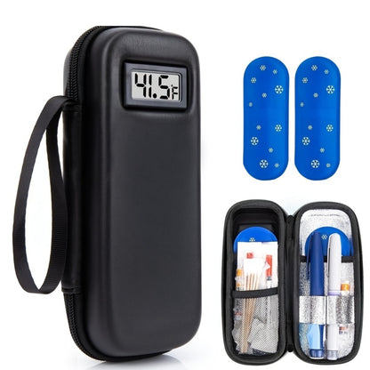 Insulin Travel Case with Temperature Monitor 2 TSA Approved Ice Packs Portable Diabetic Bag for Insulin Pens Syringes Medication Diabetes Essentials Blue Green Black