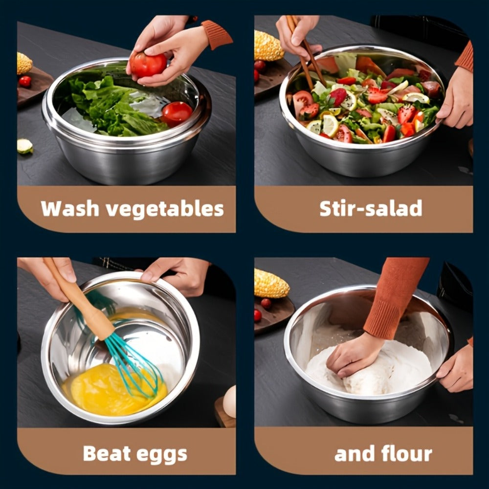 Large Stainless Steel Mixing Bowl | 304 Heavy-Duty Salad & Wash Basin, Hammer Finish, Non-Slip Base, Rounded Edges – Kitchen, Laundry, Utility Sink, Commercial & Home Use