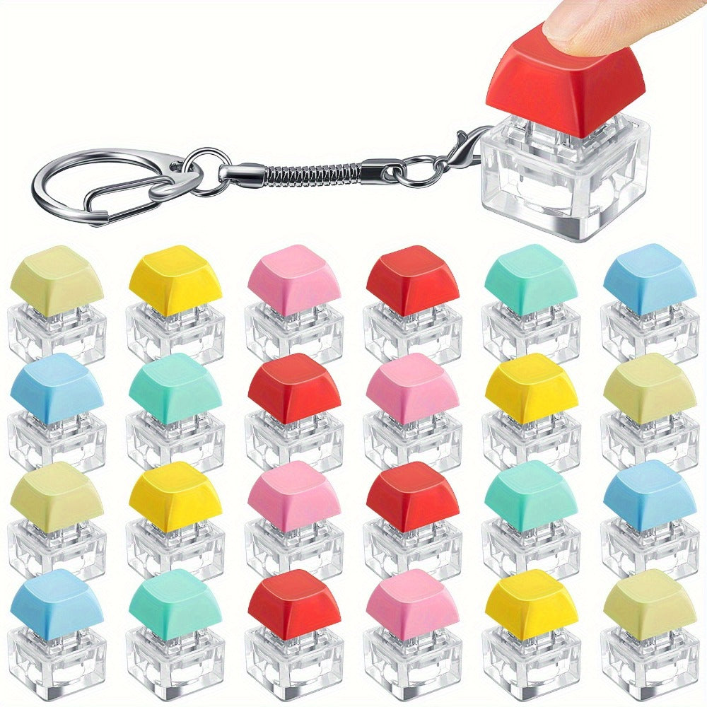 Keyboard Keycap Keychain 20pcs – Anxiety Fidget Key Caps for Adults, Stress Relief Fingertip Toy, Mixed Color Party Favor Pack & Relaxation Gift Set