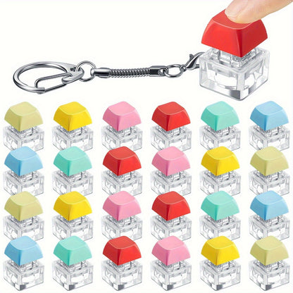 Keyboard Keycap Keychain 20pcs – Anxiety Fidget Key Caps for Adults, Stress Relief Fingertip Toy, Mixed Color Party Favor Pack & Relaxation Gift Set