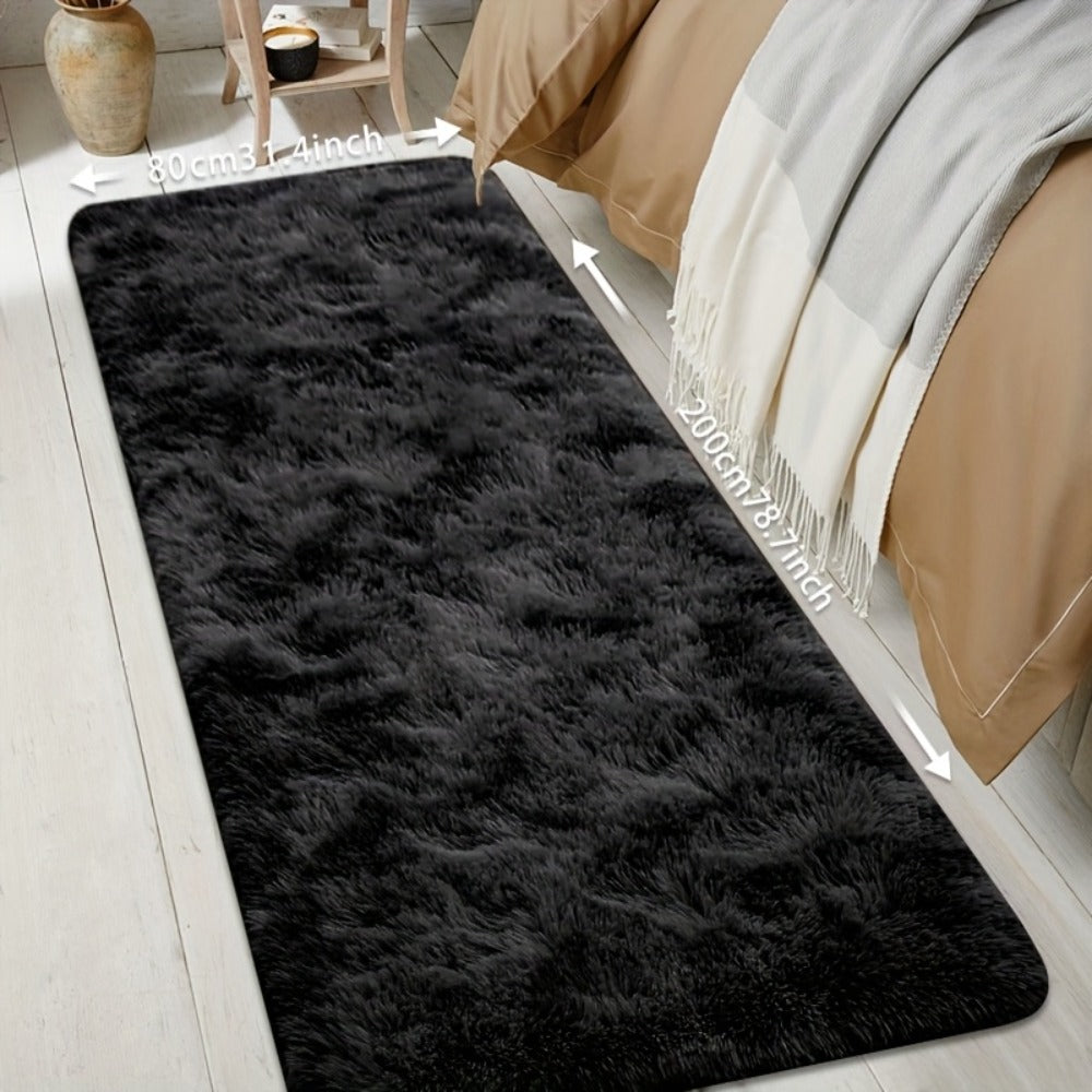 Tie-Dye Plush Fluffy Mat Absorbent Non-Slip – Luxury Soft Bathroom Rug for Living Room & Bedroom, Modern Home Decor Floor Mat, 31.5x78.7 in – Light Grey, Dark Gray, Light Pink, Black