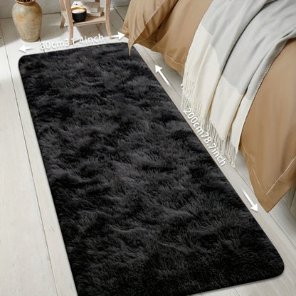 Tie-Dye Plush Fluffy Mat Absorbent Non-Slip – Luxury Soft Bathroom Rug for Living Room & Bedroom, Modern Home Decor Floor Mat, 31.5x78.7 in – Light Grey, Dark Gray, Light Pink, Black