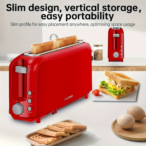 2-Slice Toaster – 6 Shade Settings, Cancel, Reheat & Defrost Functions, Removable Crumb Tray, 750W Compact Design for Bread, Waffles & Bagels, Available in Red, White, Black, Yellow, Pink & Blue