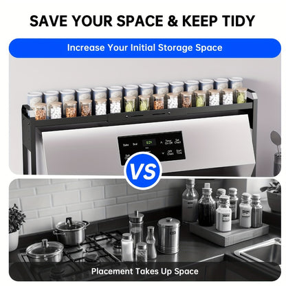 Stove Shelf Spice Rack Organizer – Expandable Adjustable Height Kitchen Storage Rack for Back of Stove, Over Sink, Counter Top Organization