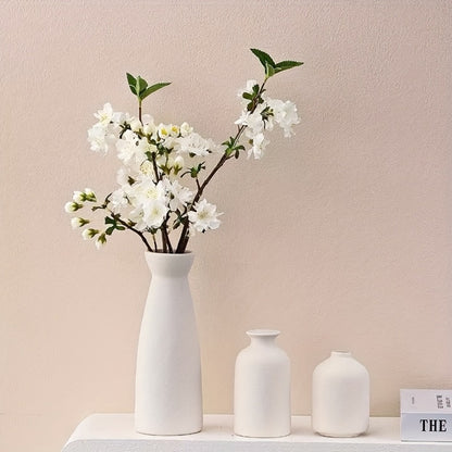 Boho Ceramic Vase Set 3pcs - Matte Nordic Minimalist Geometric Floral Design for Home Decor, Living Room, Entryway, Bookshelf & Bathroom Vanity, Modern Bohemian Decorative Vases, Holiday Gift
