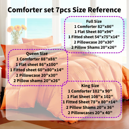 Comforter Set 7-Piece Bed in a Bag Queen King Full Soft Microfiber Down Alternative Comforter Fitted Sheet Flat Sheet Pillow Shams Pillowcases All Season Bedding Set 34 Colors