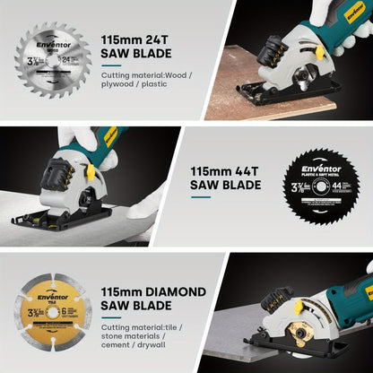 Mini Circular Saw Corded with Laser Guide 4A 3500RPM 3-3/8 Inch Compact Hand Saw for Wood Metal Tile Plastic Cuts DIY Home Improvement