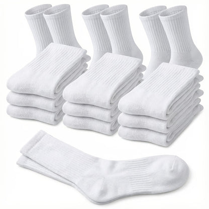 Multicolor Diabetic Crew Socks 12 Pairs Cotton Non-Binding Neuropathy Seamless Cushioned Loose Fit for Men Women Sensitive Feet Edema White Black Grey Size 9-11 10-13
