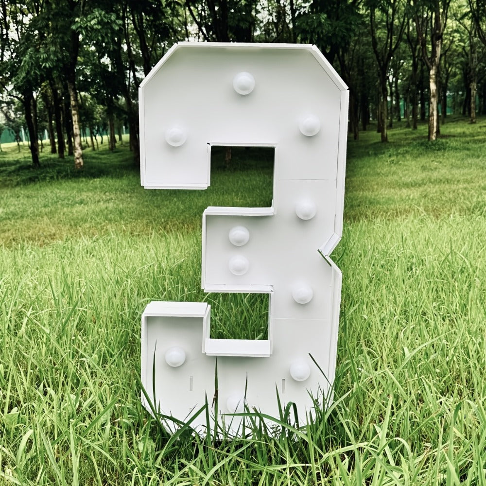 3ft Glowing Number Sign – Warm White LED 3D KT Board 36 Inch Freestanding Party Decoration for Birthday Anniversary Wedding