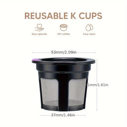Reusable K-Cup Coffee Pods for Keurig 1.0 & 2.0, Refillable K-Cup Filters Universal Fit, Eco-Friendly Reusable Coffee Pod Filters, 6 Colors, Use Any Ground Coffee