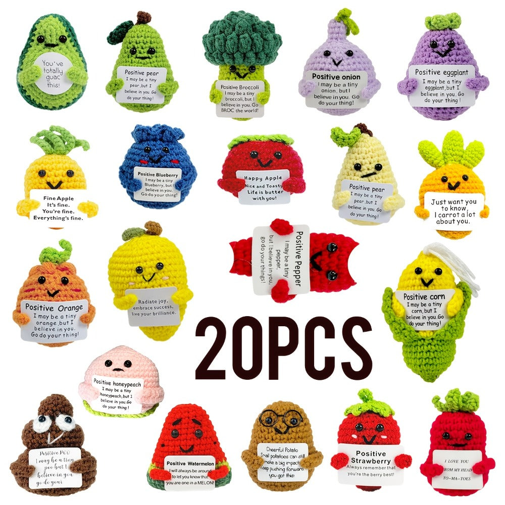 Crochet Doll Set 20pcs Handmade Emotional Support Dolls – Cute Collectible Okra Plush Figures, Birthday Gift for Women Men Mom Dad Kids Teacher Friend Coworker