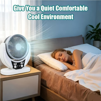 Solar Fan Portable Camping Fan with Solar Panel and USB Charging Adjustable Speed and Angle Phone Charging Function Emergency Power Outage Outdoor Travel Fan