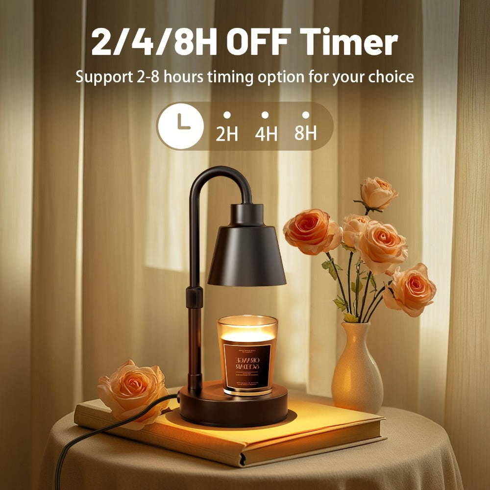 Candle Warmer Lamp 2 Pack with Timer & Dimmer – Electric Wax Warmer for Jar Candles, Adjustable Height 10.4–14.4", Black Metal, 2H/4H/8H Timer, 4-Level Dimming, Cozy Home Decor Gift