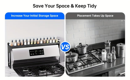 Stove Shelf Spice Rack Organizer – Expandable Adjustable Height Kitchen Storage Rack for Back of Stove, Over Sink, Counter Top Organization