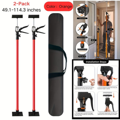 Adjustable Steel Support Rods for Drywall & Cabinet Installation, Extendable Construction Support Poles 19.7"-45.3" / 45"-114", Manual Lifting Tool Height Adjuster for Home Renovation, 2PCS & 4PCS Sets