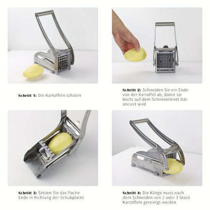 French Fry Cutter – Stainless Steel Vegetable & Potato Slicer, Multi-Function Food Chopper for Potato, Carrot, Cucumber & Onion, with Storage Box