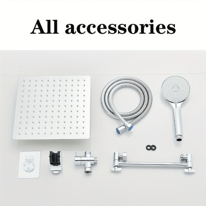 Rain Shower Head with Handheld Spray Combo 8 10 12 Inch High Pressure Rainfall Showerhead Adjustable Arm Wall Mount Chrome Black Bathroom