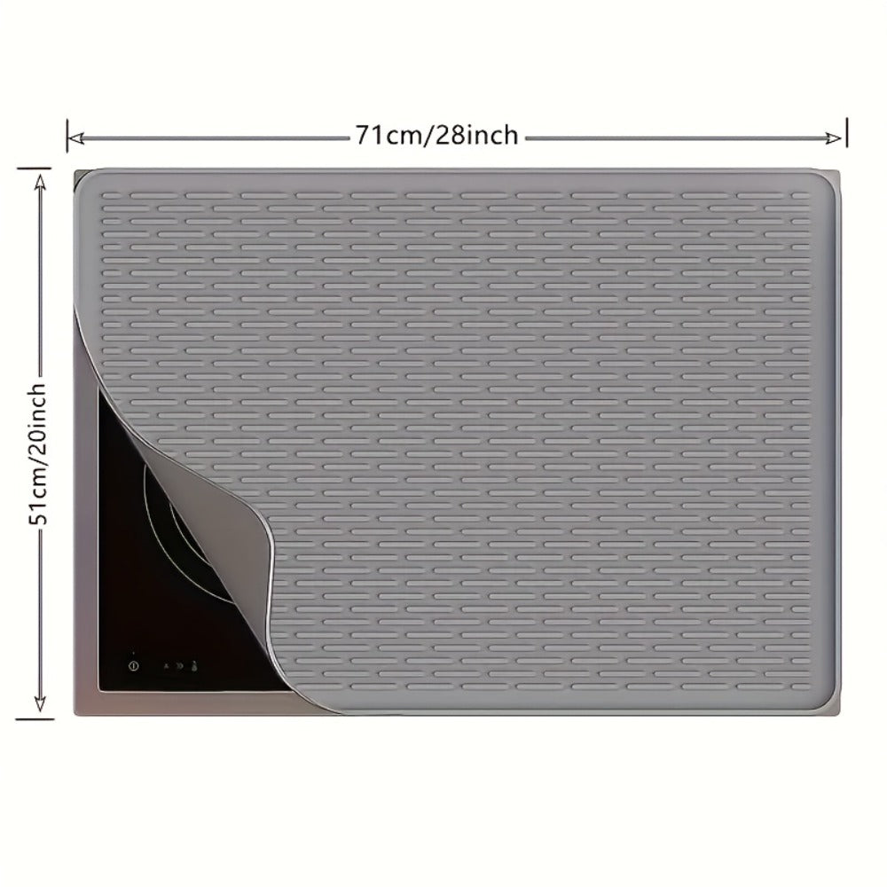 Silicone Stove Top Cover Mat – Heat-Resistant 28x20 Inch Cooktop Protector & Dish Drying Mat for Gas & Electric Stoves – Scratch-Resistant Kitchen Counter Guard – 1 or 2 Pack with Magnetic Rack Option