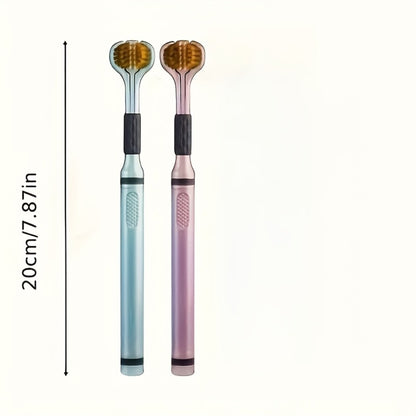 360 Toothbrush 2-Pack – Three-Head Design with Soft & Hard Nylon Bristles, 360° Cleaning, Tongue Coating Removal, Seamless Design for Braces, Bridges & Implants, Fresh Breath Oral Health Care