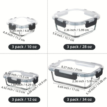 Glass Food Storage Containers with Airtight Lids - Borosilicate Glass Meal Prep Containers Set, Microwave Dishwasher Freezer Safe, BPA Free, Leak Proof Lunch Containers for Kitchen