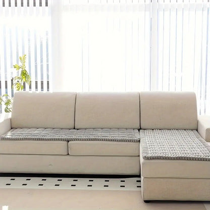 Jacquard Couch Cover Set of 2 Solid Color Corduroy Plush Thick Soft Non-Slip Machine Washable Pet Friendly for 2 3 4 Seat Sectional Sofa Living Room Bedroom