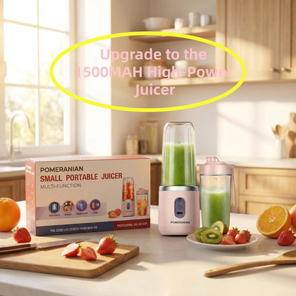 Portable Blender Juicer Double Cup 1500mAh Rechargeable – Food-Grade ABS Multifunctional Fruit Vegetable Juicer | USB Charging Gift Box | Blue Pink White Summer Kitchen Essential