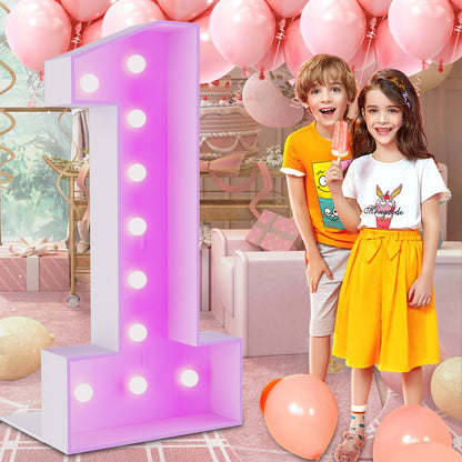 Marquee Number Lights 4 Feet Tall LED Light Up Numbers 0-9 20 for Birthday Party Anniversary Graduation Decoration 11 Colors 3 Flash Modes Foam Board String Lights Included