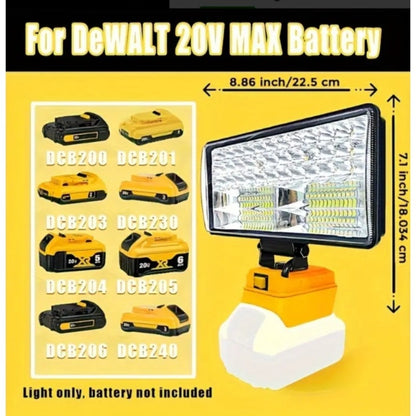 Cordless LED Work Light for DeWalt 20V Battery – 30W/90W 1800/5400 Lumen LED Floodlight | Battery Powered Work Light for Automotive Repair, Construction Site & Emergency Lighting | Battery Not Included