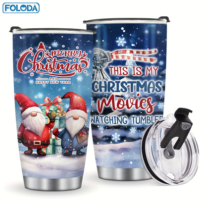 Christmas Tumbler 20oz Stainless Steel Insulated Travel Mug with Lid & Straw Holiday Xmas Patterns Red Truck Snowman Santa Gift for Men Women Friends Teachers